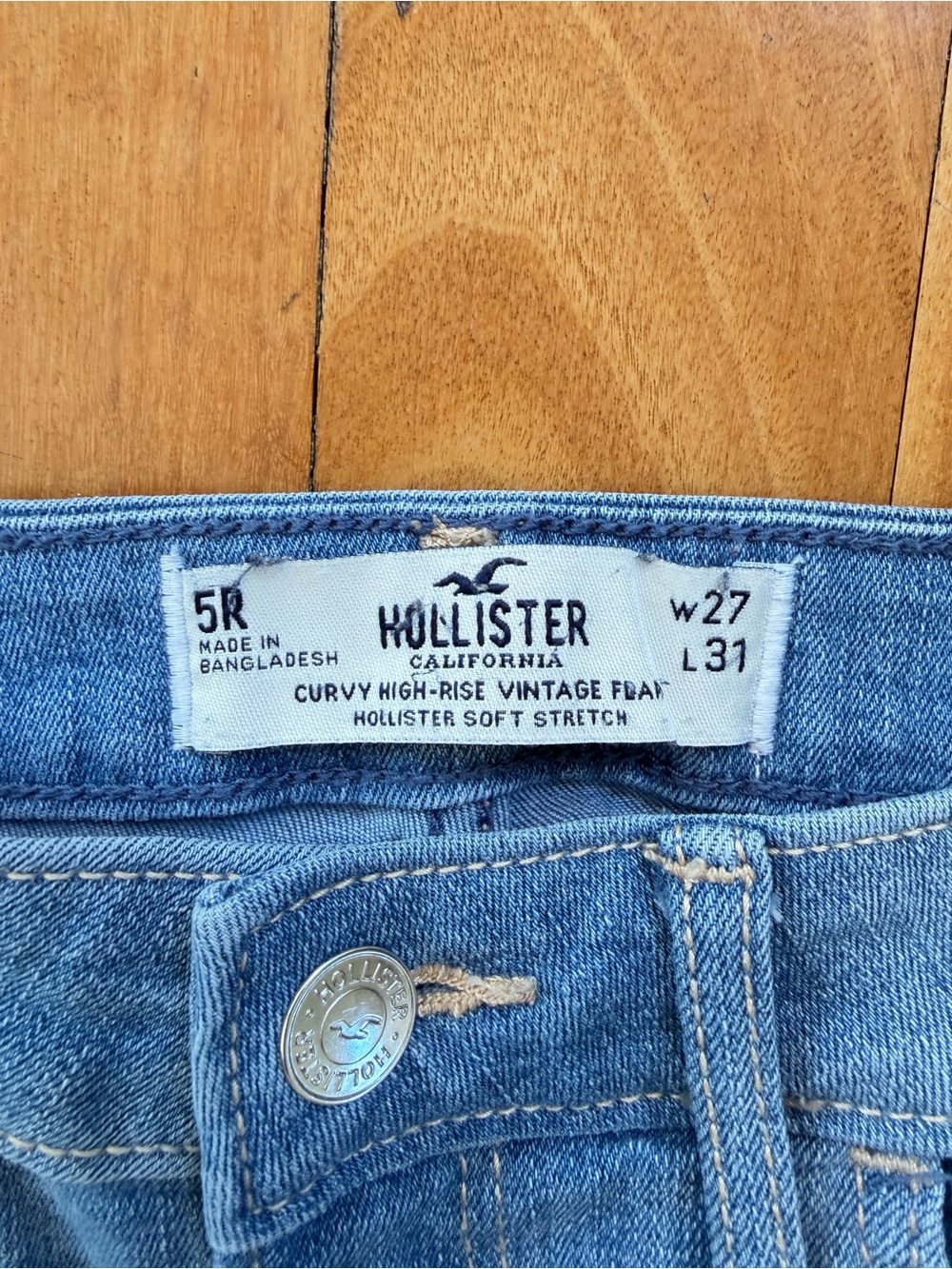 Hollister Two Tone Flare Bell Bottom Jeans Light & Dark Wash - Picture 4 of 7